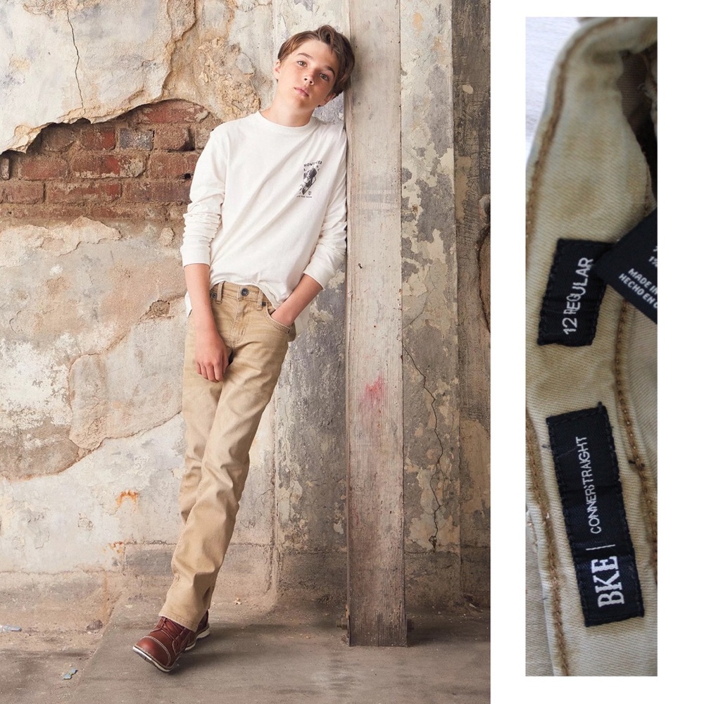 Boys BKE Conner Straight Light Khaki Jeans 12 Regular Preowned